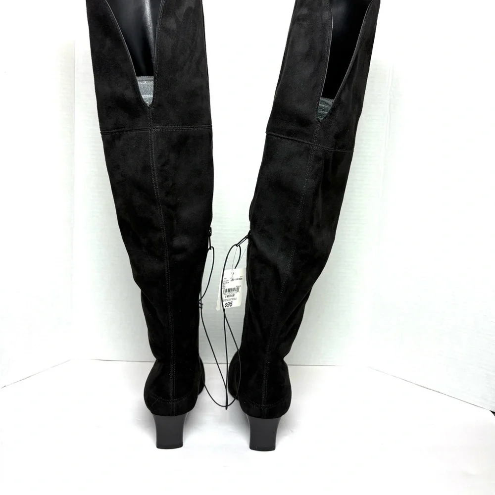 Worthington Over Knee Boots Black Faux Suede Tall Sexy Coquette Baddie Sz‎ 6 NWB